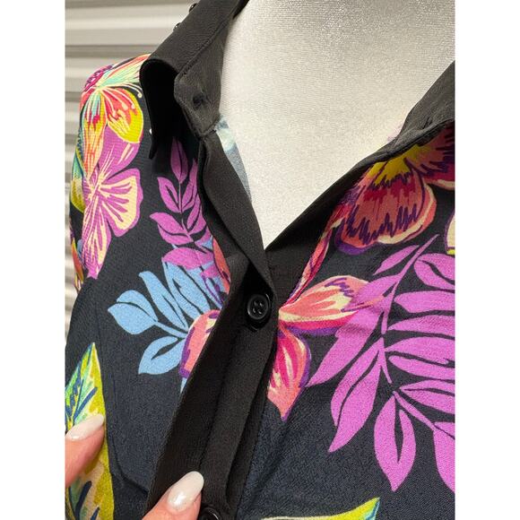 Le Superbe Floral Polo Mini Dress, Silk, Ostrich Feathers, NWT, Women's Size 4 - Picture 4 of 10